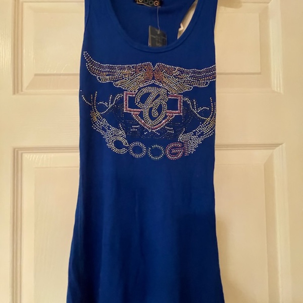 Coogi Rhinestone Tank top Tback racer back  NEW NWT
